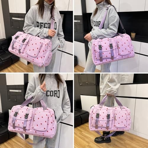 unisoul Corduroy Sports Gym Bag for Women Girls with Shoes Compartment — view 2