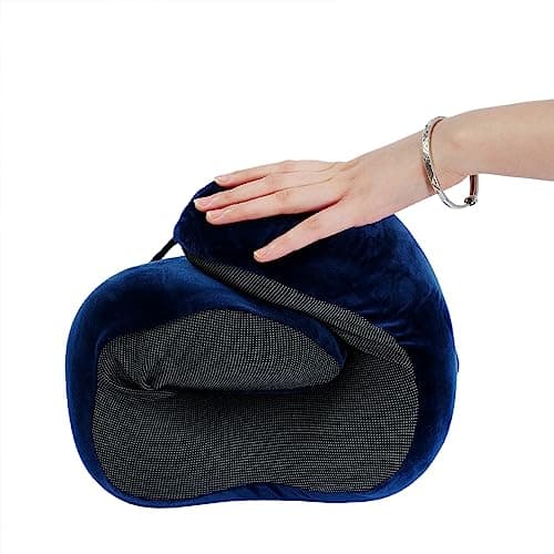 Makimoo Memory Foam Travel Pillow, Neck Pillow with 360-Degree Head Support, Comfortable and Lightweight, Ideal for Sleeping on Airplane, Car, Train, Bus and Home Use, Comes with Storage Bag (Blue) — view 6