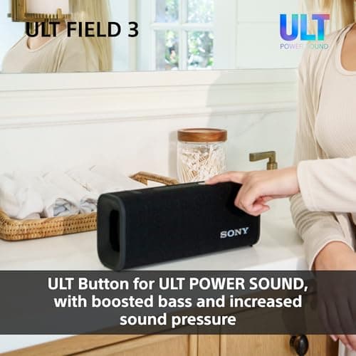 Sony ULT FIELD 3 - Portable Bluetooth Speaker with ULT POWER SOUND, 24hr Battery, IP67, Waterproof, Dustproof, Shockproof, Detachable Shoulder Strap, Compact - Black — view 4
