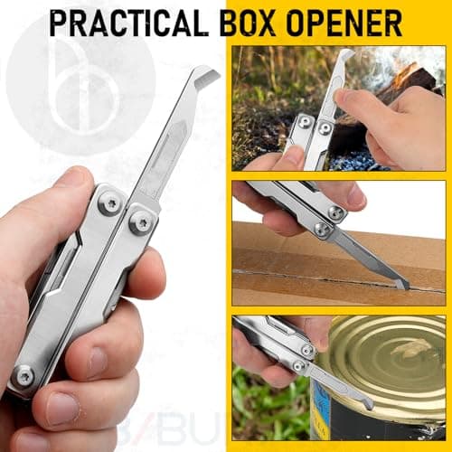 BIBURY Multitools, Keychain EDC Gadgets, Foldable Scissors, Silver BI2052A — view 5