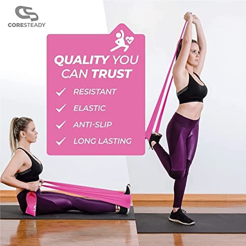 Coresteady Resistance Band For Men & Women - Exercise Band to Build Strength, Flexibility, Muscle & Tone - For Fitness, Stretching, Pilates, Physio & Yoga - With Exercise e-Guide — view 3