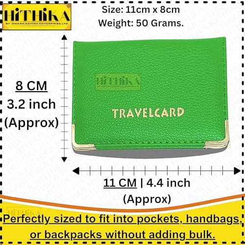 HITHIKA - New Leather Oyster Travel Card Bus Pass Holder Wallet Rail Card Cover CASE (Green) — view 2