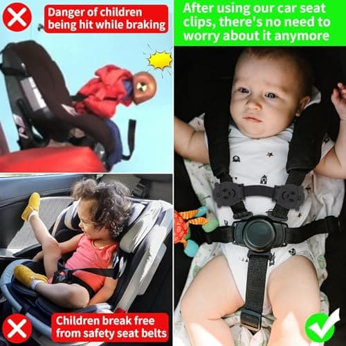 QOPAHI Anti Escape Car Seat Strap Baby Harness Chest Clip, Baby Safety Strap Prevent Children/Kids Taking Their Arms Out of Child Car Seat/High Chairs/Strollers/Baby Reins(2 Pack) — view 4