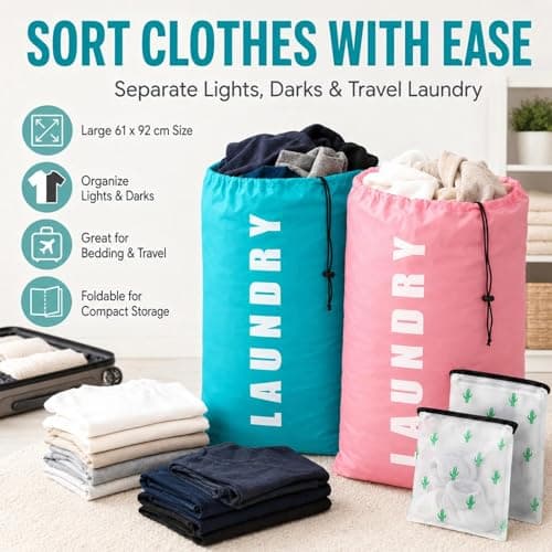 4PCS Laundry Bags Set(Green + Pink) — view 5