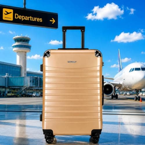 Fly Kite Luggage 28 Inch Large Suitcase PC+ABS Hard Shell with Aluminium Trolley Handle, TSA 3 Digit Secure Lock 360° Smooth Wheels Lightweight Suitcase Brown — view 2