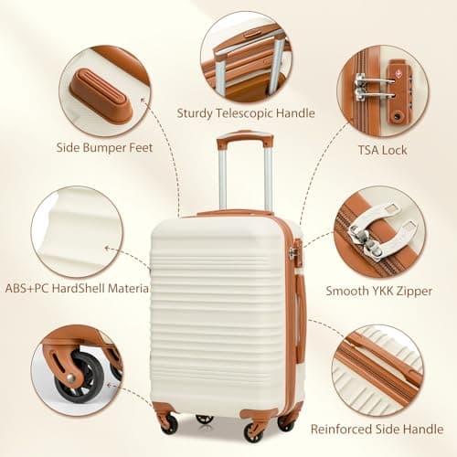 COOLIFE Luggage Sets 3 Piece 24 Inch Suitcase Large ABS+PC Hard Shell TSA — view 4