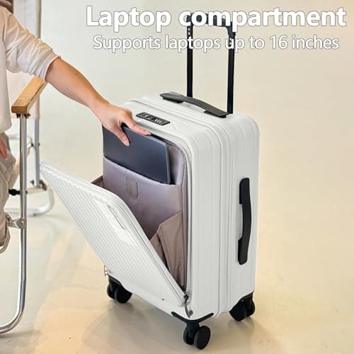 Simcat Carry On Suitcase 20in Luggage with Front Zipper Pocket TSA Lock — view 4