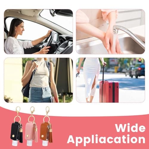oruola 3 Pcs Hand Sanitiser with Clip,30 ml Hand Sanitiser Keyring,Mini Hands Sanitizer Keychain for Travel Lotion Liquid Soap Shampoo (Black Pink Brown) — view 6