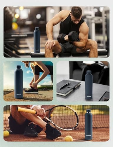 Stainless Steel Water Bottle Double Wall, Insulated Metal Water Bottle with Clip, 350ml/500ml/750ml/1L, BPA Free, 24hrs Cold & 12hrs Hot, Suitable for Sports, Camping, Hiking, Cycling, Gym, Travel — view 6