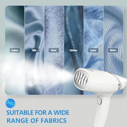 Annmiir Clothes Steamer, Portable Handheld Mini Iron, Foldable Steam Iron, Removable Fabric Brush, No Ironing Board Needed, Fast Heat-up, Vertical and Horizontal Steamer for Home &Travel (White) — view 4