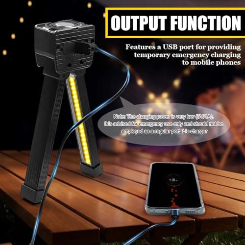 Gym Lamp, Portable Flashlight, Gym Lighting for Posing, Magnetic Work Light Rechargeable, 180° Folding with Hang Hook Camping Lamp, 7-Level Dimming, USB Power Bank , for Fitness, Camping, Home, Office — view 4