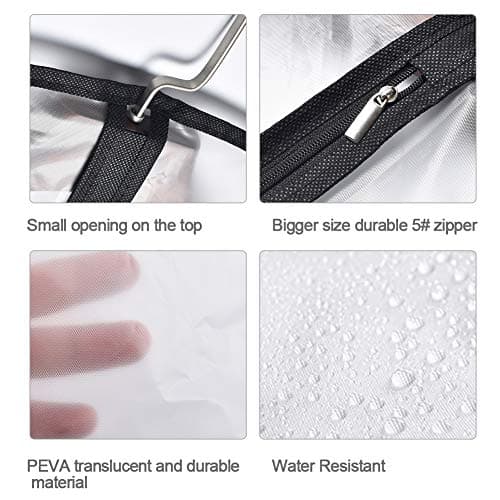 HomeClean Moth Proof Garment Bags 60 x 153cm(24'' x 60'') Black Side Breathable Clear Full Zipper Bags for The Much Longer Wedding Evening Dress Clothes(Pack of 6) — view 3