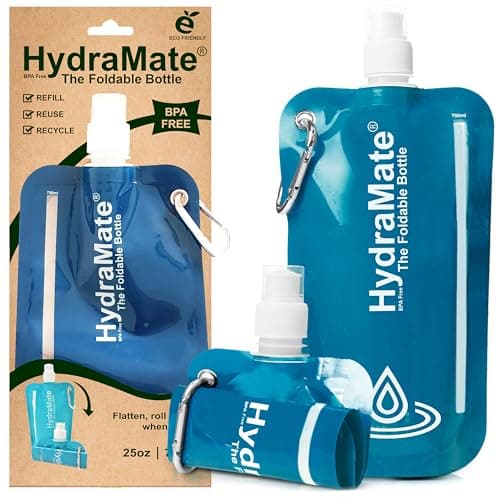 HydraMate Collapsible Water Bottle - Foldable Water Bottle - 750ml Blue