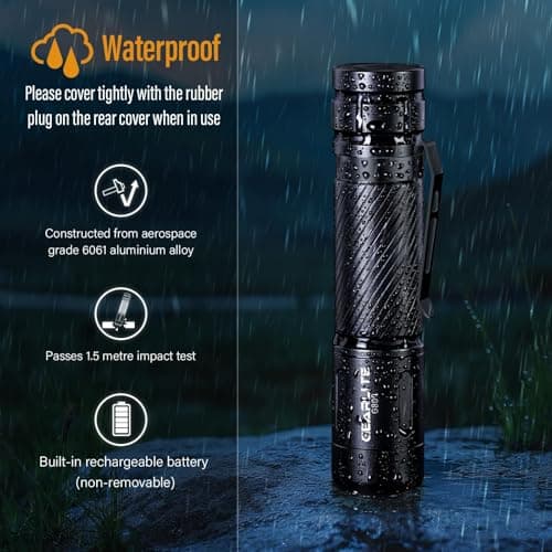 GEARLITE Torch Rechargeable 2 Pack, 2000LM Super Bright Torch with Clip — view 6