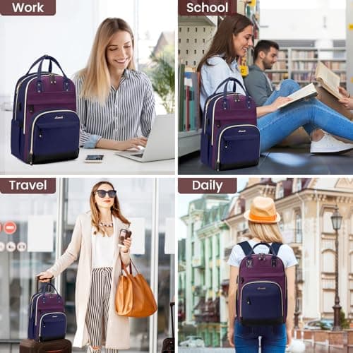 LOVEVOOK Laptop Backpack for Women, Waterproof 15.6 inch Work Bag Womens — view 5