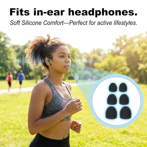 9 Pairs Replacement Earbud Tips, Silicone Ear Tips for In-Ear Headphones, Ear Bud Replacement Tips S/M/L, Noise Isolating Earphone Buds, Black — view 6
