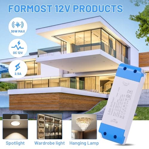 LED Transformer 12V 30W, Ultra Slim LED Driver AC 240V to DC 12V 2.5A — view 5