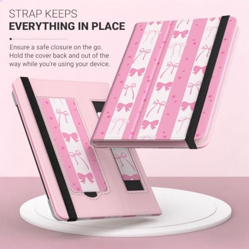 MoKo Universal Case for 6 inch kindle eReaders and Tablets,Pink Striped Bow — view 6