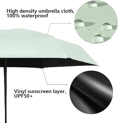 Mini Sun Travel Umbrella Ring handle Coating Layer Fabric Blocking/anti UPF 50 UV Protection 99.9% Compact Folding Purse Umbrella/Lightweight Small Portable Backpack/Rain Sun/Men Women Kids — view 5