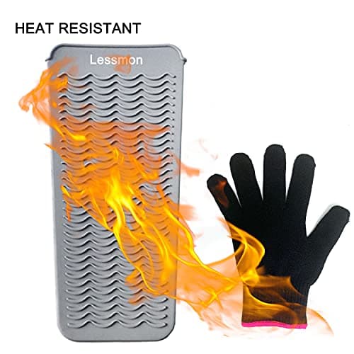 Lessmon Heat Resistant Mat Pouch with Glove for Styling Tools, Gray — view 5
