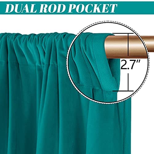 Turquoise Velvet Curtains - nanbowang 120 Inches Rod Pocket Soft Velvet Textured Curtains Black Liner Thermal Curtains Window Treatment for Bedroom Light Blocking Velvet Curtain 2 Panels — view 2