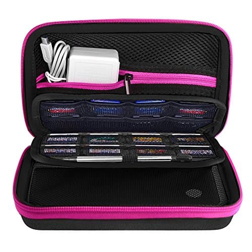 AUSTOR Travel Carrying Case Shell for Nintendo New 3DS XL (Black+Rose) — view 3