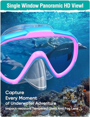 Lealinga Snorkel Set Adult Kid Panoramic View Snorkel Mask with Travel Bag — view 4