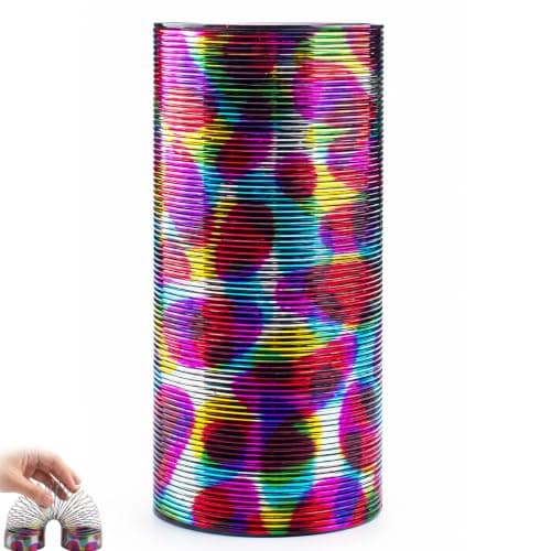 Spiral Spring Play, Mini Spiral Spring for Party Bags, Engaging Sensory Tool for Classroom Rewards and Entertainment, Portable Rainbow Coil for Travel, Gold Foil Accent Design