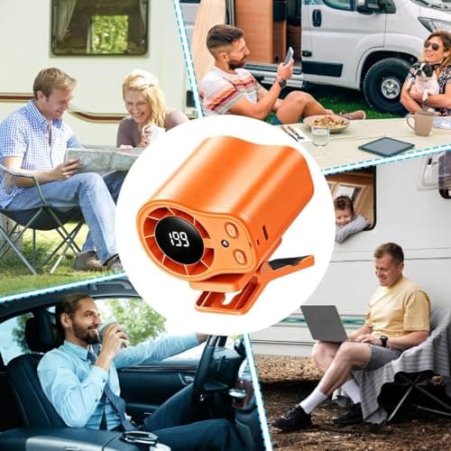 Travel Fan - 8x7cm Adjustable Speeds Rechargeable Waist Cooler | Interactive Clip On Fan | Personal Waist Cooling Gadget For Cycling Traveling Fishing Camping Beach Road Trip Jobsite Men Youth — view 5