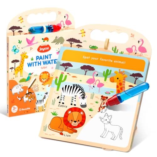 JoyCat Safari Water Colouring Book for Toddlers, 13 Pages No-Mess Painting