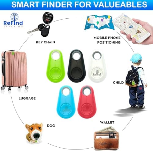ReFind Smart Tracker for Android and iPhone. Mini GPS Tag Bluetooth 5.0 Key Finder. Samsung AirTag Alternative for Keys, Pets, Wallets and Luggage (Black) — view 2