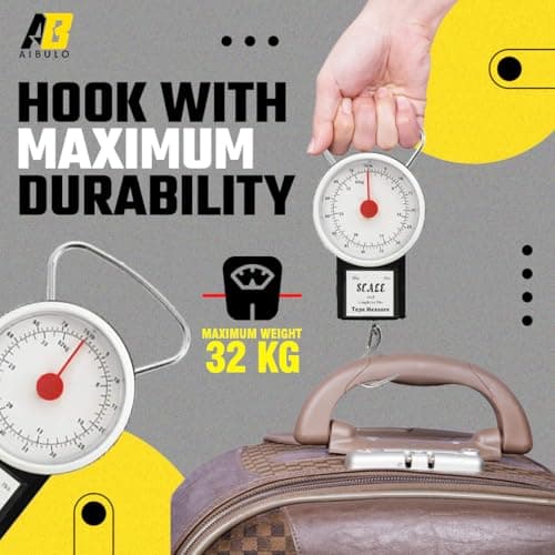 Aibulo Pack of 2 Portable Luggage Scales 32KG Capacity – Compact Handheld Travel Weighing Scales with Built-in Tape Measure for Suitcases and Bags — view 5