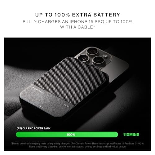 Native Union (Re) Classic Power Bank | Magnetic - Qi2 MagSafe Compatible 5000mAh 15W Portable Charger - USB-C Cable Included - for iPhone Air, 17, 17 Pro, 17 Pro Max, 17e, AirPods Pro 3 & More (Tan) — view 4