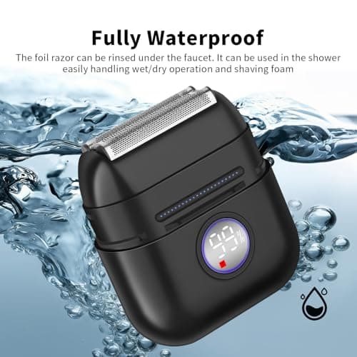 HIENA PRO Electric Foil Shaver for Men, New Upgraded 3 Floating Blades Mini Razor with LED Display, USB-C Rechargeable 100 Min Usage, IPX7 Waterproof Wet/Dry Travel Beard Shaver for Face Shaving — view 6