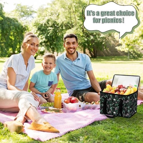 GwaOery Cooler Bag 40L Insulated Picnic Thermal Food Delivery Bag (Flower2) — view 5
