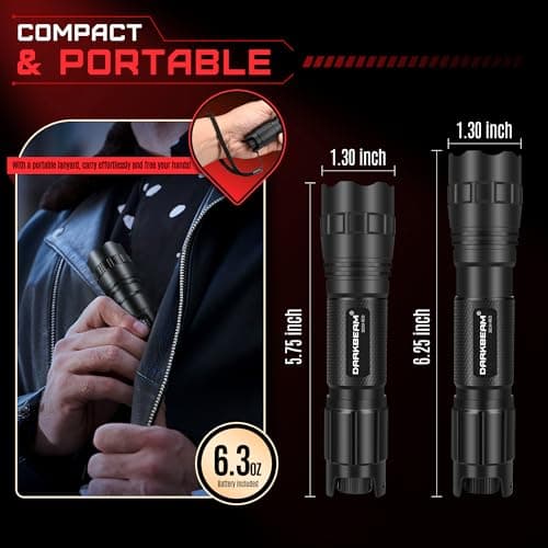 DARKBEAM Red Light Torch LED Rechargeable Stepless Dimming,Focus Adjustable — view 5