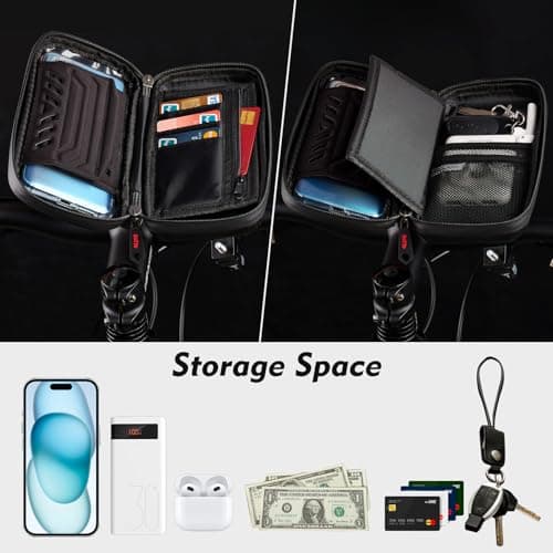 ROTTO Bike Phone Holder Bag Waterproof Bicycle Motorbike Handlebar Phone Bag Mount 360°Rotation for Phones Up to 7" — view 3