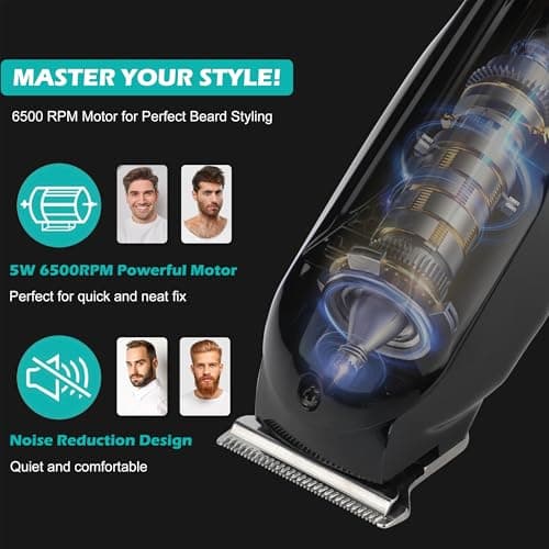 VGR Electric Beard Hair Trimmer Men Rechargeable - USB-C - Cordless Clippers 120 Min Battery - Stainless Steel Blades - Male Face Grooming Kit for Moustache, Neck, Stubble, Sideburns, Bald Head — view 5