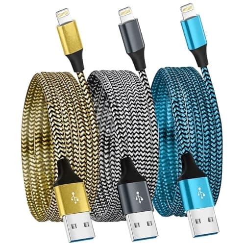 Yavud For iPhone charger cable 3Pack 6FT/1.8M Lightning Cable Nylon Braided MFi Certified USB Long Phone Charging Lead Compatible with iPhone 14 pro max 14 pro 13 12 11 XS X XR 8 7 6 plus