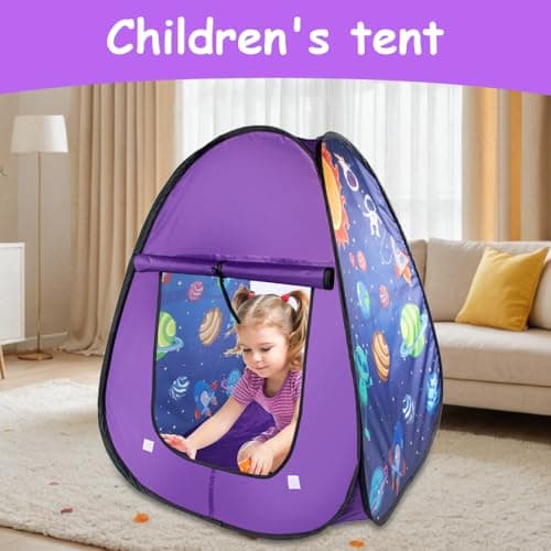 Jonuin Pop Up Play Tent, Pop Up Tents for Kids, Astronaut Spaceship Space Playhouse, Foldable Kids Tent with Carry Bag, Indoor & Outdoor Play Tents for Boys Girls Toddlers (Space) — view 3
