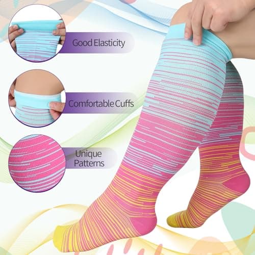 Zuimei 3 Pair 15-20 mmHg Plus Size Compression Socks for Women Men — view 3