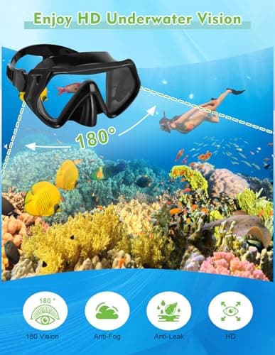 Hydomi Snorkel Set for Adults – Comfortable Leak-Proof Mask with Anti-Fog Tempered Glass, 180° Panoramic View & Dry Top Snorkel, Adjustable Diving Set for Holiday & Beach — view 2