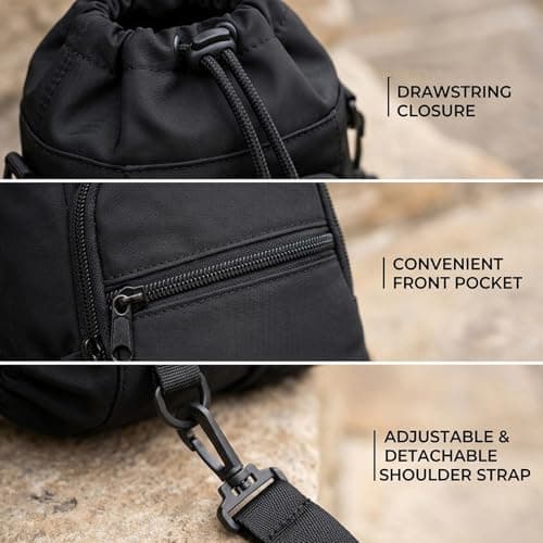 Water Bottle Bag with Shoulder Strap, Water Bottle Carrier with Shoulder Strap for Outdoor Activities, Compact 27x12x10 cm Water Bottle Sling for Hiking Fitness Commuting — view 3