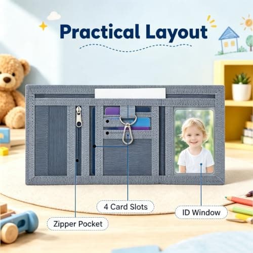 Kids Wallet, Black Canvas Game Console Print Trifold with Slots & Lanyards — view 6