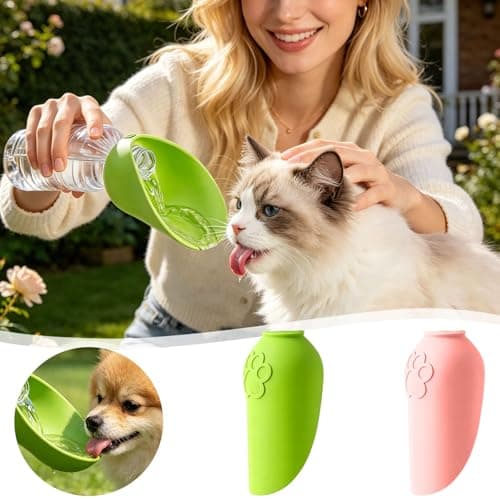 Silicone Portable Dog Water Bottle Adapter, Leakproof Foldable Leaf Pet Water Dispenser Cap, Practical Folding Drinking Bowl, Feed for Puppy Outdoor Walking Camping Fits Standard Waterbottles — view 5