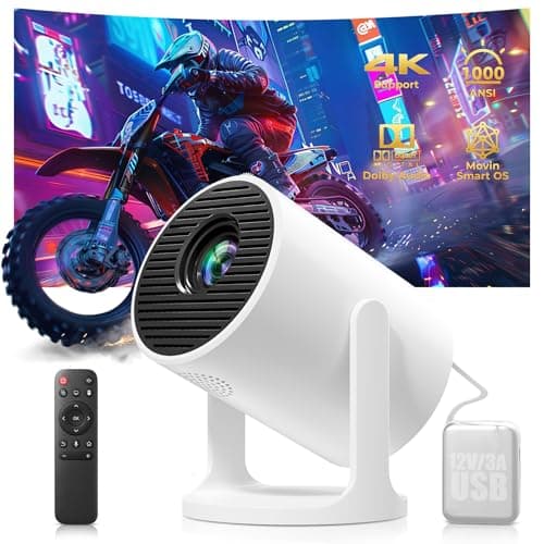 Mini Projector, Portable Projector, 1080P Native, 4K Supported, Power Bank Supported, 360° Rotating Design, LED Projector for Home, Outdoor, Bedroom, Camping, Movies, Travel