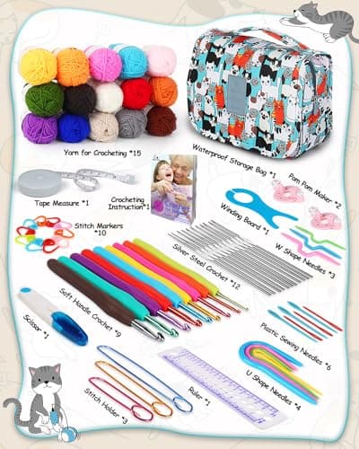 Aeelike Crochet Kits for Beginners Adults, Crochet Kit, Crochet Starter Kit with Instructions, Yarn and Bag, Crochet Hooks Kit, Crochet Beginners Kit for Kids, Crochet Kits for Adults Advanced UK — view 2
