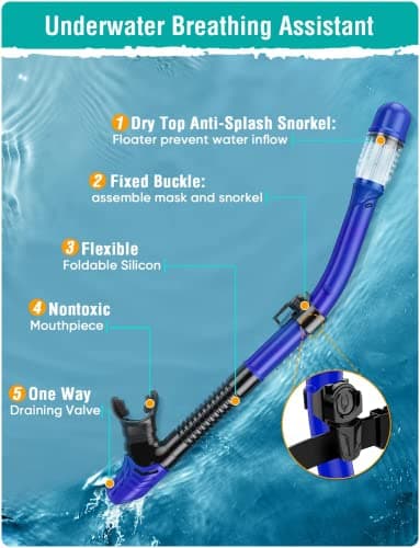 Lealinga Snorkel Set Adult Kid Panoramic View Snorkel Mask with Travel Bag — view 5