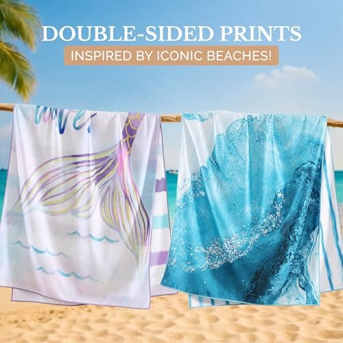 Casa Platino Extra Large Microfiber Beach Towels (2-Pack, 71"x32") – Quick-Dry, Sand-Free, Lightweight & Oversized – Double-Sided Printed Towels for Beach, Pool, Beach Essentials - Maldives — view 6