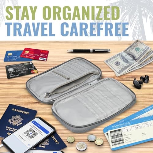 BOACAY Family Passport Holder, RFID Travel Wallet for Women & Men, Document Organiser, Holiday Essentials & Waterproof Cover for Tickets, Money, Cards — view 5